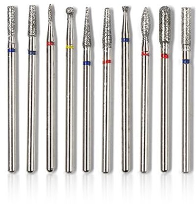 OUDQFCJ 10 Pezzi Punte Diamante, Set Manicure e Cura, Kit Cuticole, Lega di Tungsteno, A Forma di Fiamma, Con Custodia, Strumenti Professionali