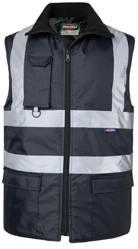 Oralidera Chaleco de Seguridad para Hombre Reflectante Alta Visibilidad Chaleco Acolchado de Invierno Cálido Chaqueta de Trabajo sin Mangas, Negro, XL