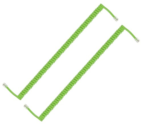 PATIKIL 2 Cavi Telefonici Per Telefoni Fissi, 3 Metri (Avvolti 0.5 Metri) RJ9/RJ10 4P4C Cavo A Spirale Universale Per Accessori Telefonici, Verde