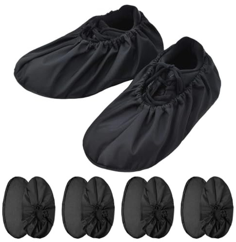 GNALIA Surchaussures Lavable 4 Paires Couvre-Chaussures Réutilisables Imperméables Antidérapantes Taille 37-45 Noir Pour Maison