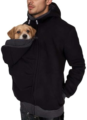 Vhersily 2025 Kangaroo Veste à Capuche Homme Veste Papa et Enfant Multifonction 2 en 1 Porte-bébé Kangourou Sweats à Capuche Manteau de Bébé Porteur Veste Confortable Automne Hiver Coupe Vent, Noir