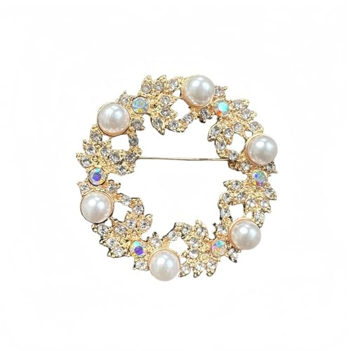 Perle et Diamant Accentué Couronne D'or Broche À La Mode et Vintage Élégante et Couronne Convient pour les Mariages et les Parties et la Vie Quotidienne