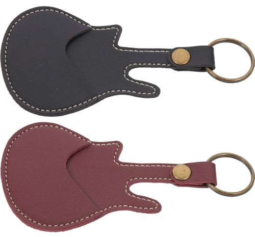 NUSITOU Bolsa Porta Púas de Guitarra Portátil de Cuero para 2 Piezas