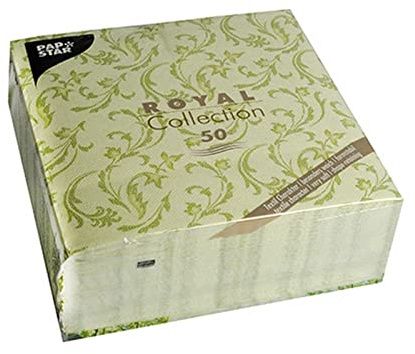 Papstar, 50 Servietten ROYAL Collection 1/4-Falz olivgrün Damascato, #85001, 7.8 x 20 x 20 cm