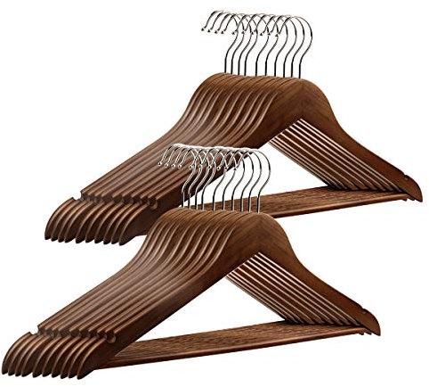 Kleiderbügel aus Holz Drehbare Jackenbügel Vintage Anzugbügel Wäschebügel 20 STK - Dunkel