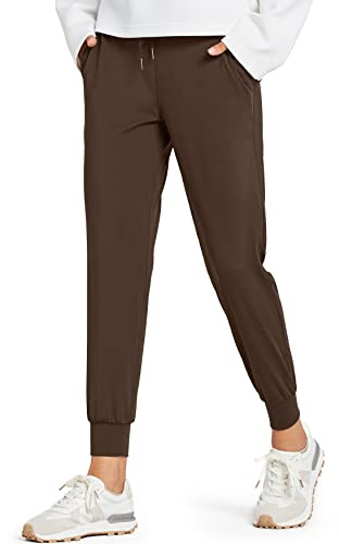 Libin Women's Joggers Pants Lightweight Running Sweatpants with Pockets Drawstring Tapered Casual Gym Stretchy Petite Joggers for Workout,Lounge, Brown M