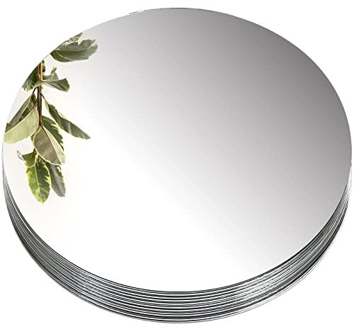 Suwimut Set of 12 Round Mirror Candle Plate, 30.5cm/12 Round Trays, Circle Glass Tiles for Table Centerpieces, Wedding Party Decorations, Wall Decor, Crafts, 1.7mm Thick
