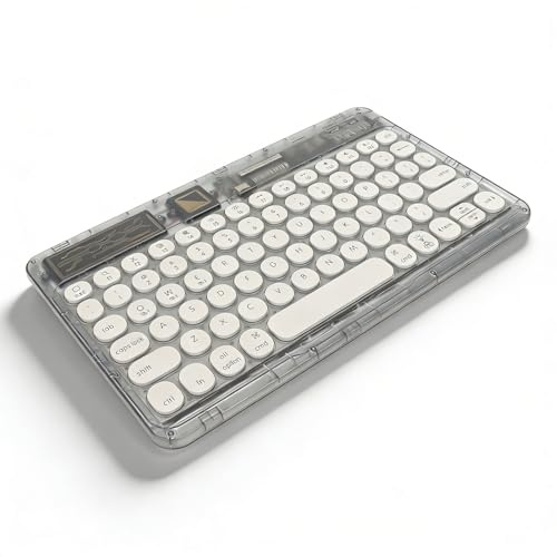Tangentbord, Retro Transparent Bluetooth-Tangentbord, Mini Ultra Slim Trådlöst Tangentbord för Hem, Resor, Affärsresa, RGB Lighting Keyboard för för OS X, för Android (Svart)