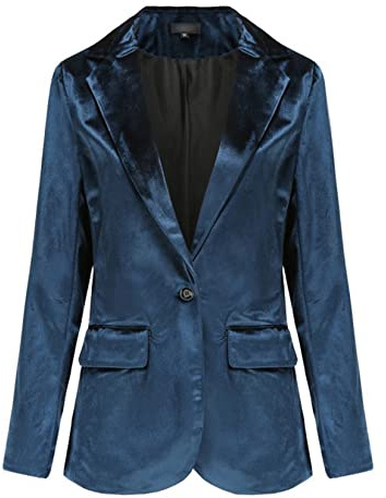 Blazer Velluto Femminile Maniche Lunghe A Colore Solido