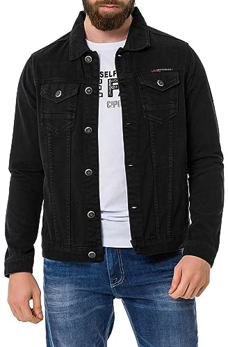 Cipo & Baxx Herren Jeansjacke CJ289 Flatback – Denimjacke im Casual Streetwear Stil mit Knöpfen & Brusttaschen – Übergangsjacke für Alltag & Freizeit - CJ289 Flatback L