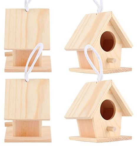 Casa de Pájaros Decorativa, Caja Nido de Madera para Jardín, Diseño Colgante
