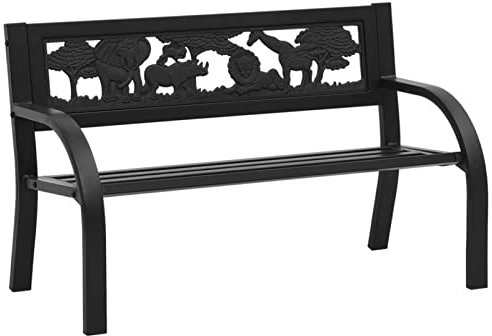 Gecheer Barnbänk, träbänk, sittbänk, trädgårdsbankpark för 2–3-sits, balkongbänk, hallbänk, terrassbänk för terrass, balkong, trädgård 86 cm stål