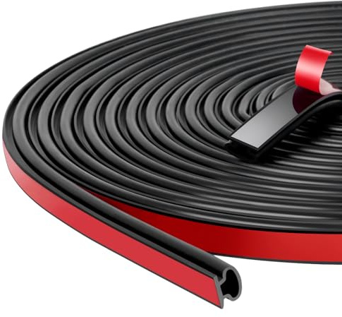 AiQInu 6m (L) joint fenetre isolation, joint d'étanchéité en forme de D autocollant pour l'isolation des cadres de portes et des fenêtres (Noir, 10mm（W）×6mm(T))