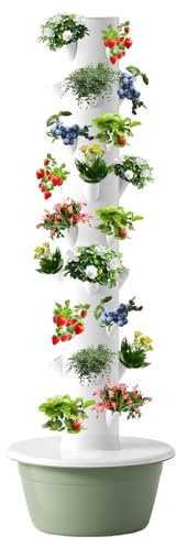 CIELOBLOEN Colonne Aéroponique Jardin Vertical 5/7/9 Niveaux - Système Mobile avec Pompe et Réservoir d'eau pour Un Jardinage Intérieur Pratique,9-Layers-Green