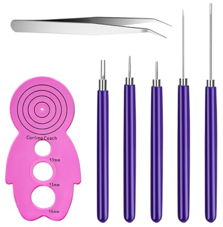 Orivin Set di 7 strumenti per quilling su carta, set di penne ad ago multifunzione, include 5 penne ad ago per quilling, 1 attrezzo per quilling e 1 pinzetta.