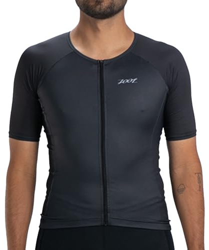 Zoot Men’s Core Tri Aero Jersey, Lightweight, Moisture-Wicking Triathlon Full Zip Top with Storage & UPF 50+ Protection - Jet Black - Large