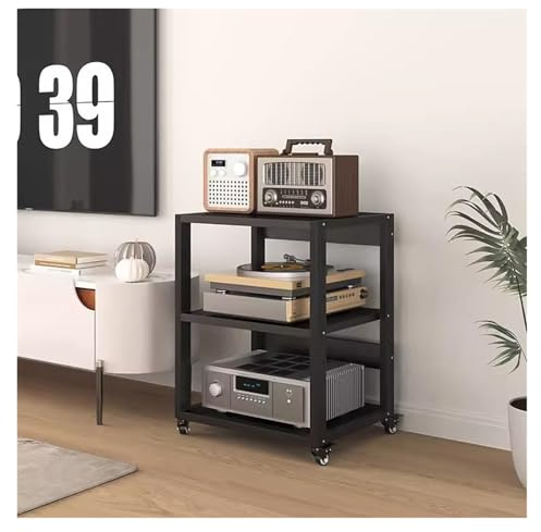 Soporte de altavoz de torre de audio de 3 niveles, estante de medios ajustable para componentes estéreo AV, amplificador de TV, receptor, tocadiscos, reproductor de CD, perfecto para cine en casa
