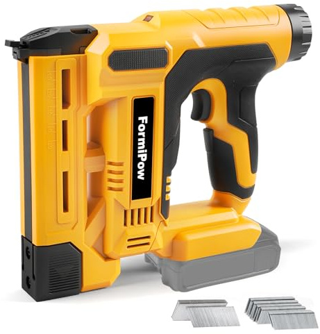FormiPow 18 Gauge 2-in-1 Cordless Nail Gun for DeWalt 20V Battery, Brushless Brad Nailer & Stapler with 6-Depth Adjustment, 1000 Nails & Staples, LED Light for DIY Woodworking (Battery Not Included)