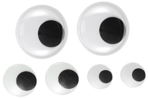 Healeved Occhi Mobili in Plastica Neri e Bianchi Autoadesivi 6 Pezzi per Lavori Artigianali Decorazioni Natalizie e attività Educative per
