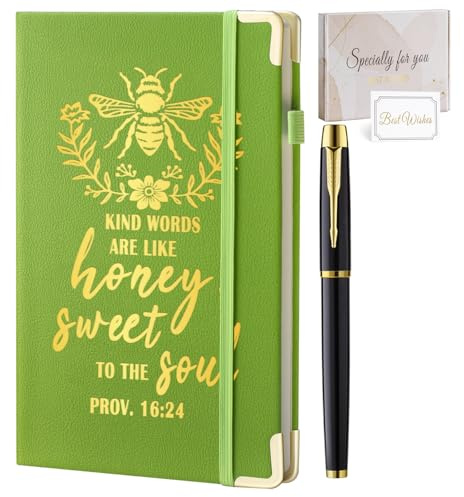 Filten Bee Gifts, Kind Words Are Like Honey Leather Journal Notebook 200 Pages A5 Lined with Inner Pocket and Pen Bee Themed Inspirational Encouragement Gifts