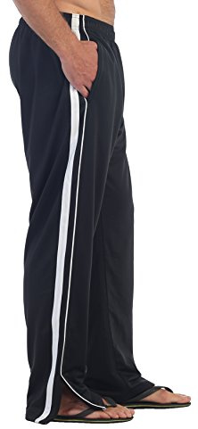Gioberti Mens Athletic Track Pants, Black White, Large