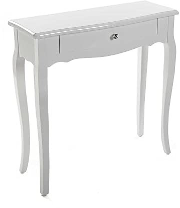 Versa Cagliari Mueble Recibidor Estrecho para Entrada o Pasillo, Mesa Consola, con 1 cajón, Medidas (Al x L x An) 80 x 30 x 80 cm, Madera, Color Blanco
