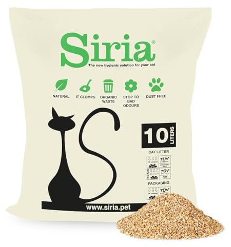 Siria Katzenstreu Set 2 Beutel à 10 Liter Katzenstreu Klumpend und Pflanzlich Im heimischen Biomüll entsorgen (insgesamt 20 Liter, was ca. 8,6 kg entspricht)