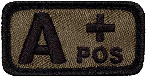 Café Viereck ® Bundeswehr Blutgruppe Patch Gestickt mit Klett - 5 cm x 3 cm (Oliv - A+)