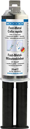 WEICON Fast-Metal Minute colla epossidica a presa rapida, siringa doppia 24 ml, caricato con metallo