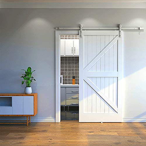 Set di Accessori per Porte Scorrevoli, Kit di ferramenta per Porta Scorrevole, Guida per Pavimento della Porta, Liscio, Silenzioso, Robusto (200 cm, Bianco)