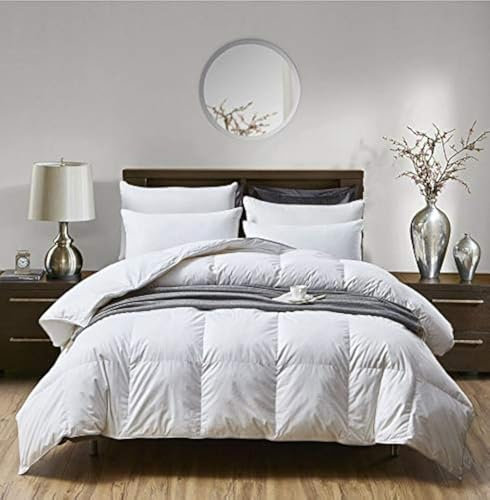 Goose Feather Down Duvet (KING) Quilt 13.5 Tog Luxury Comforter Deluxe Duvet, Best Hotel Quality, Super Soft, Warm and Cosy, Anti Allergy, Computer Quilted Construction, Self piping