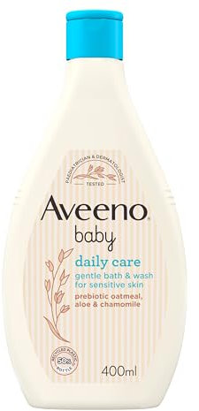 AVEENO Baby Daily Care Gentle Bath & Wash (1 x 400ml), Tear-Free Baby Wash with Gentle Fragrance with Prebiotic Colloidal Oatmeal, Gently Cleanses & Leaves Skin Feeling Moisturised, For Sensitive Skin
