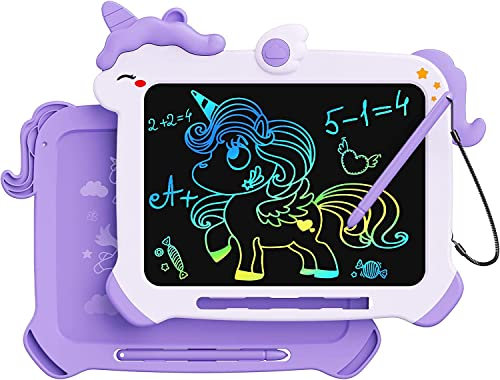 LCD-Schreibtafel für Kinder, Einhorn Spielzeug für Mädchen Buntes Bildschirm-Doodle-Board, Lernspielzeug, Kleinkinder-Reisespielzeug, Geburtstagsgeschenk für 3 4 5 6 7 8 jährige Mädchen (lila)