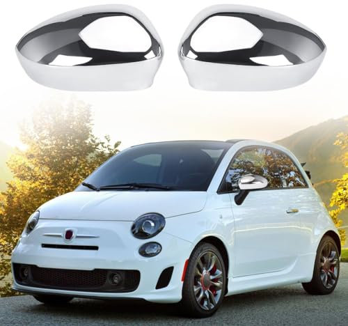 1 Par Tapa Cubierta del Espejo Reemplazar para Fiat 500/500C/500E/Abarth 500 2007-2024/Grande Punto 2005-2018, Modelo de Galvanoplastia Mejorada Cubierta del Espejo Tapas de Espejo Retrovisor (Plata)