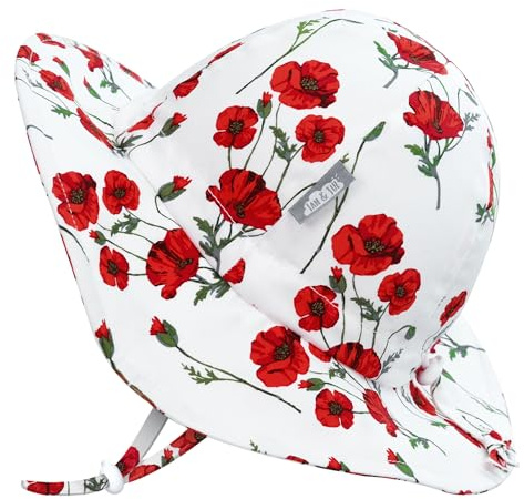 JAN & JUL Baby Sun-Hat for Toddler Girls 50+ UPF Protection (M: 6-24 Months, Red Poppy)
