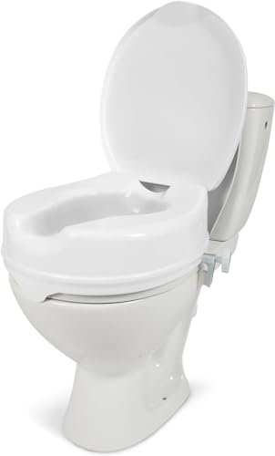 GOVITA - Rialzo WC per Anziani, Rialzo WC con Coperchio, ausilio bagno,Rialzo Bagno Disabili, Alzawater per Anziani, Rialzo per WC Universale, Sollevatore WC Disabili, Bianco (ALTEZZA DI 10 cm)