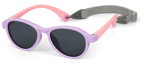 Lunette Soleil Bébé de 0 à 3 Ans, Protection UV Lunettes de Soleil Polarisées pour Bébé avec Cordon Lunettes, Silicone Flexible Lunettes Soleil Bébé, Lunette de Soleil Enfant Bébés Filles Garçons