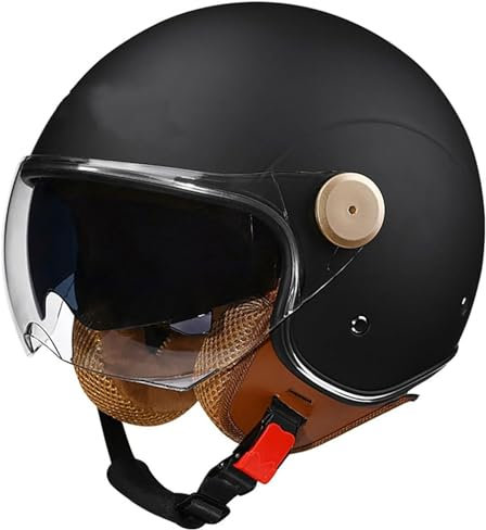 Chopper Helm Halbschale Roller-Helm Moped Helm Retro Halbschalenhelm Halbhelme Motorradhelm Mit ECE Genehmigt Herren Retro Motorrad Halbhelm MäNner Mit Fahrradbrille Fahrradvisier