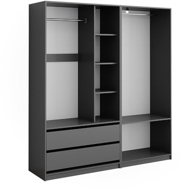 Vicco Armario Elmo, Antracita, 180 x 200 cm Lote de 2, para un Almacenamiento Flexible de Todo Tipo de Prendas de Vestir
