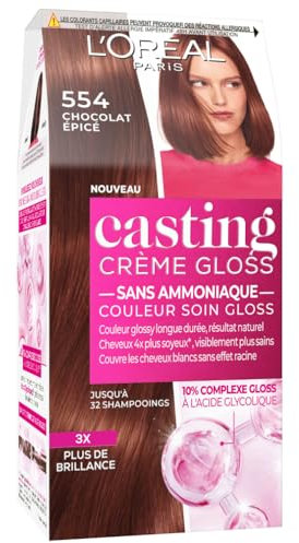 L'ORÉAL PARIS - Colorazione capelli semi-permanente tono su tono - Colore Cura Gloss - Senza Ammoniaca - Casting Crema Gloss - Tonalità Cioccolato Piccante (554)