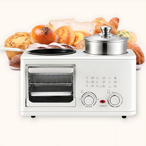 Machine à Petit-déjeuner 4 En 1, Machine à Petit-déjeuner Multifonctionnelle De 1 200 W Avec Four Double Capacité De 8 L Et Marmite Profonde De 1 L, Station De Petit-déjeuner Avec Cuiseur Vapeur