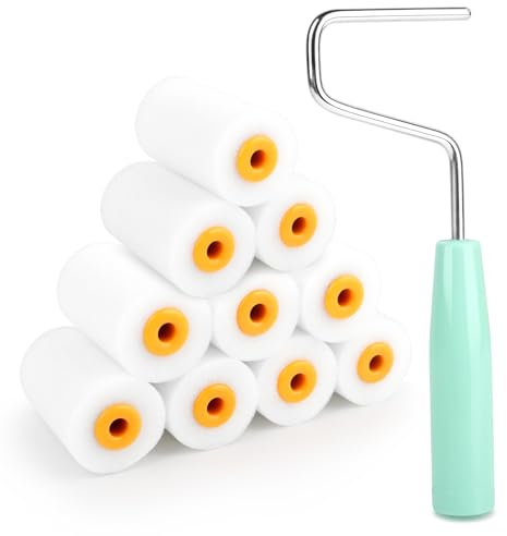 KILDOWS 11 Piezas Rodillo Pintura, 5.7cm Mini Rodillo Espuma Pintura Pequeño Recambio de Rodillo con Mango Kit Pintar Pared Herramientas de Pintura para Pintar Techos y Paredes Decoración Hogar