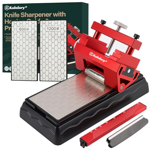 2 PZ Pietra per Affilare Diamante con Scalpello Kit di Affilatura a Scalpello, Kalolary Professionale Diamante Whetstone Set con Guida al Miele Arco di Grade per Scalpello Cucina Esterna Strumenti di