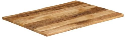Eleganz Massive Tischplatte mit Baumkante 100x80x2,5 cm aus rauem Mangoholz - Natürliches Finish für rustikale Einrichtung