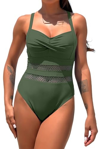 Maillot de Bain 1 Pièce avec Armature Retro New Sexy Swimsuit Women's Swimsuit Bikini Splicing Quick Drying Maillot de Bain Femme 1 Pieces Sexy Ensemble (Green,XL)