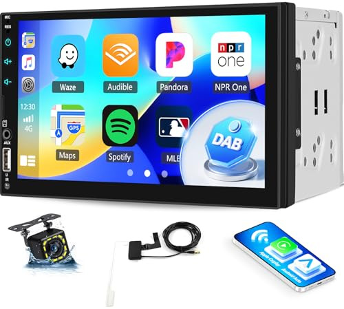 DAB+ Autoradio Bluetooth Doppia DIN con Wireless Carplay Android Auto Autoradio con schermo 7 pollici Car Play Auto Radio 2din IPS Touch Display con EQ/FM, AUX/SWC