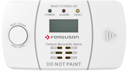 FERGUSON FACO1 Détecteur de monoxyde de Carbone – Détecteur CO certifié en 50291, écran LCD, Alarme 85 DB, alimenté par Piles, capteur avec durée de Vie de 10 Ans