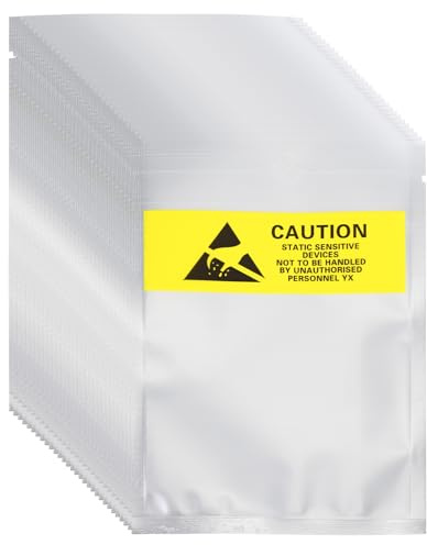 sourcing map 100 bolsas antiestáticas de 3.5 x 5.3 pulgadas, parte superior abierta con agujero, bolsa de blindaje ESD con etiquetas para disco duro, disco duro, SSD, placas base de dispositivos