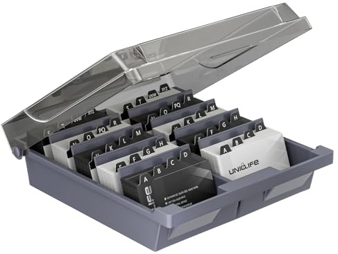 Uniclife Tarjetero para escritorio, organizador de tarjetas de visita grande de plástico, caja para tarjetas de visita, tarjetero de escritorio, capacidad para 1000 tarjetas