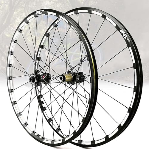 KUNYOS Steckachse Fahrrad-Laufradsatz 26'' 27.5'' 29'' Bergfahrrad Vorderrad-Hinterradsatz Doppelte Schicht Scheibenbremse 24-Loch Straight-Pull Nabe Für 7-12 Gang,Schwarz,29inch